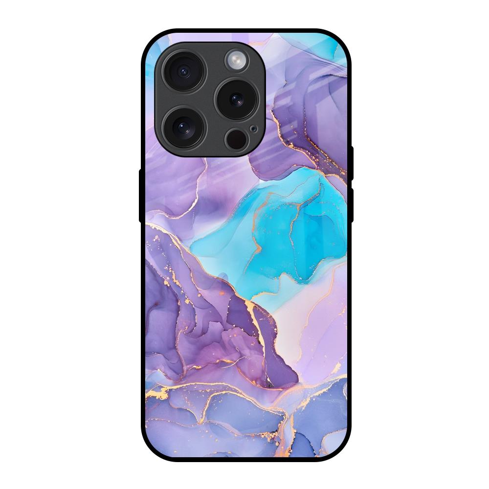 Alcohol ink Marble iPhone 15 Pro Glass Back Cover Flat 35 Off