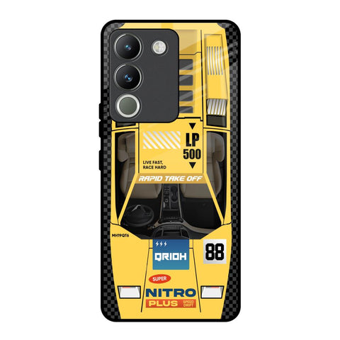 Yellow Racing Car Vivo Y200 5G Glass Back Cover Online