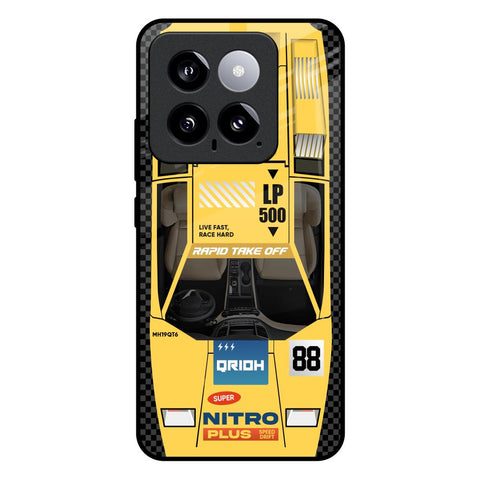 Yellow Racing Car Mi 14 Glass Back Cover Online