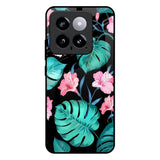 Tropical Leaves & Pink Flowers Mi 14 Glass Back Cover Online