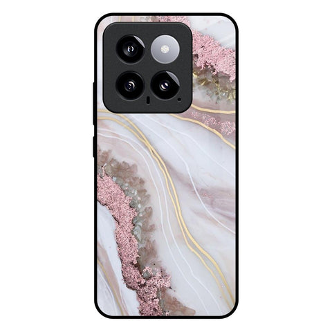 Pink & Gold Gllitter Marble Mi 14 Glass Back Cover Online