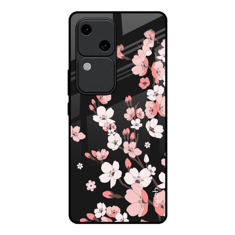 Black Cherry Blossom Vivo V30 5G Glass Back Cover Online