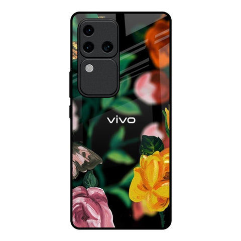 Flowers & Butterfly Vivo V30 Pro 5G Glass Back Cover Online