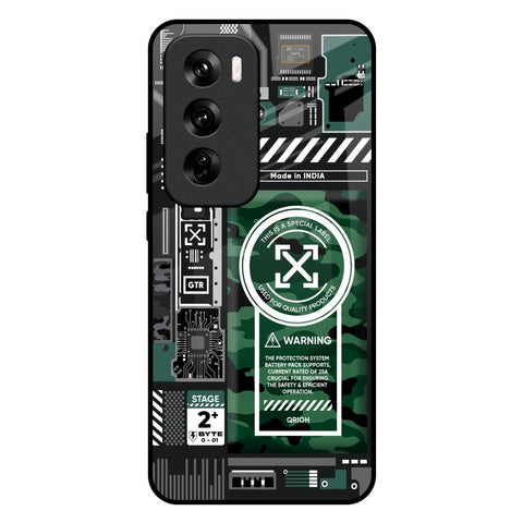 Green Camo Circuit Oppo Reno 12 Pro 5G Glass Back Cover Online