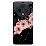 Floral Black Band Oppo F27 Pro Plus Glass Back Cover Online