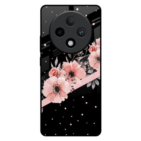 Floral Black Band Oppo F27 Pro Plus Glass Back Cover Online