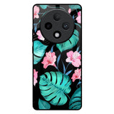 Tropical Leaves & Pink Flowers Oppo F27 Pro Plus Glass Back Cover Online