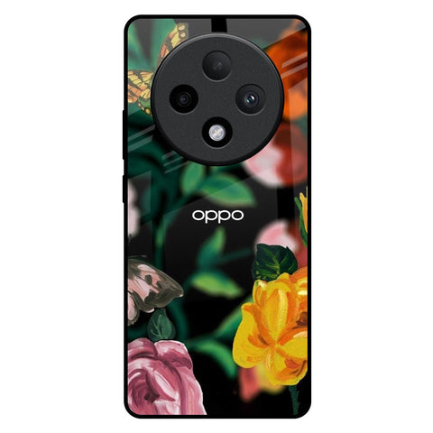 Flowers & Butterfly Oppo F27 Pro Plus Glass Back Cover Online