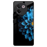 Half Blue Flower Vivo V30e Glass Back Cover Online