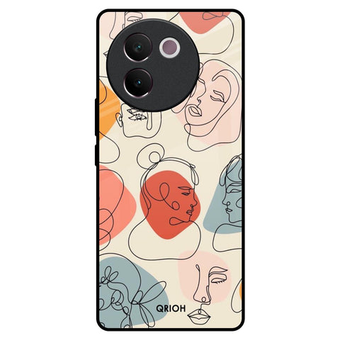 Abstract Faces Vivo V30e Glass Back Cover Online