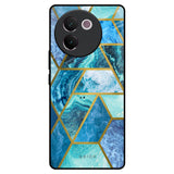 Turquoise Geometrical Marble Vivo V30e Glass Back Cover Online