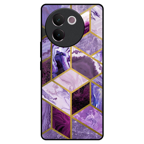 Purple Rhombus Marble Vivo V30e Glass Back Cover Online