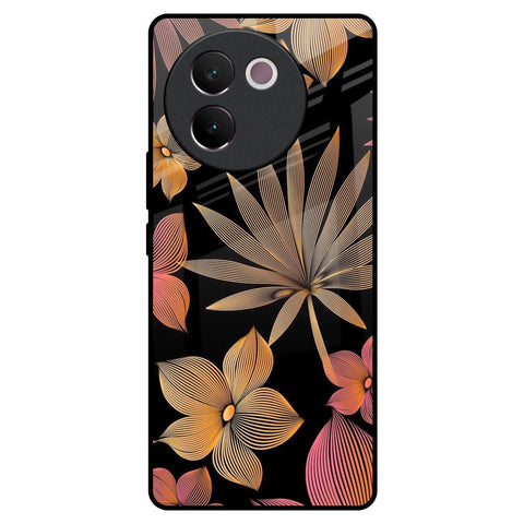 Lines Pattern Flowers Vivo V30e Glass Back Cover Online