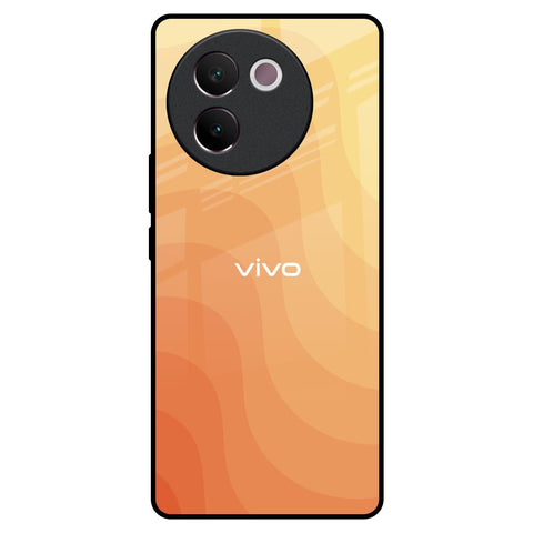 Orange Curve Pattern Vivo V30e Glass Back Cover Online