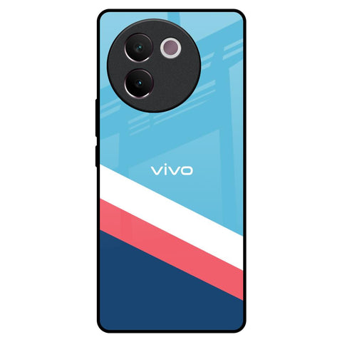 Pink & White Stripes Vivo V30e Glass Back Cover Online