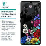 Rose Flower Bunch Art Glass Case for Vivo V30e