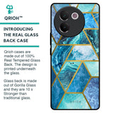 Turquoise Geometrical Marble Glass Case for Vivo V30e