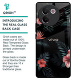 Tropical Art Flower Glass Case for Vivo V30e