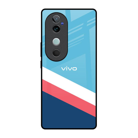 Pink & White Stripes Vivo V40 5G Glass Back Cover Online