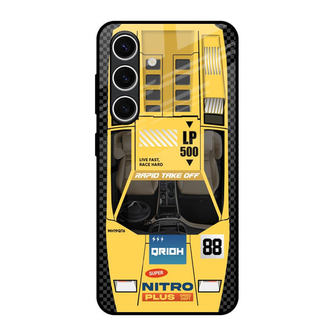 Yellow Racing Car Samsung Galaxy S24 FE 5G Glass Back Cover Online