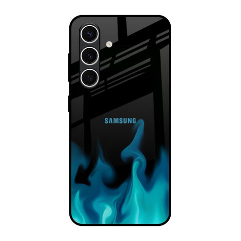 Teal Flames Samsung Galaxy S24 FE 5G Glass Back Cover Online