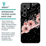 Floral Black Band Glass Case For Samsung Galaxy S24 FE 5G