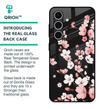 Black Cherry Blossom Glass Case for Samsung Galaxy S24 FE 5G