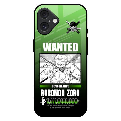 Zoro Wanted iPhone 16 Plus Glass Back Cover Online