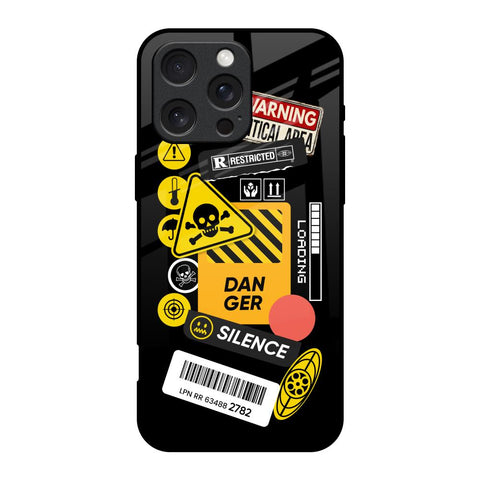 Danger Signs iPhone 16 Pro Glass Back Cover Online