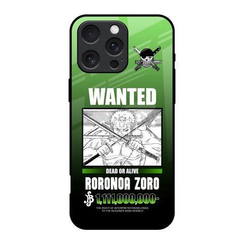 Zoro Wanted iPhone 16 Pro Glass Back Cover Online