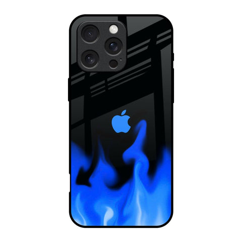 Blue Flames iPhone 16 Pro Glass Back Cover Online