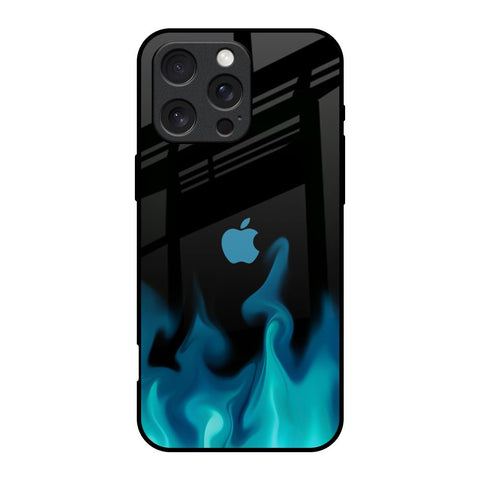 Teal Flames iPhone 16 Pro Glass Back Cover Online