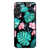 Tropical Leaves & Pink Flowers Samsung Galaxy A16 5G Glass Back Cover Online