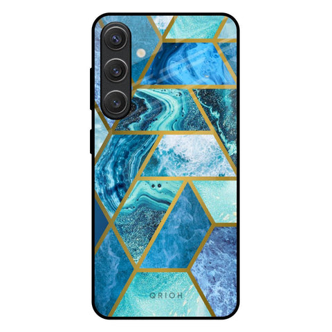 Turquoise Geometrical Marble Samsung Galaxy S25 Plus 5G Glass Back Cover Online