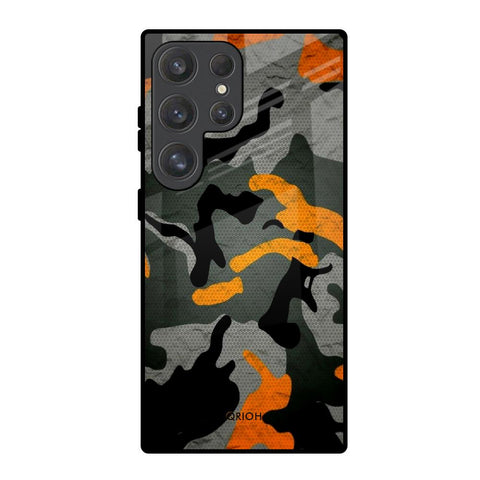 Camouflage Orange Samsung Galaxy S25 Ultra 5G Glass Back Cover Online