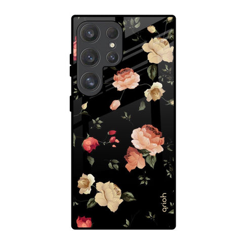 Black Spring Floral Samsung Galaxy S25 Ultra 5G Glass Back Cover Online