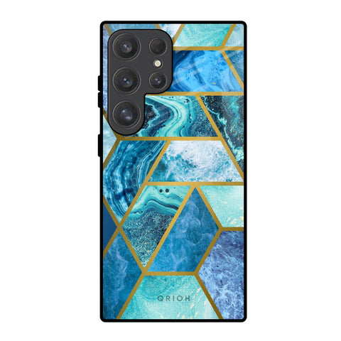 Turquoise Geometrical Marble Samsung Galaxy S25 Ultra 5G Glass Back Cover Online