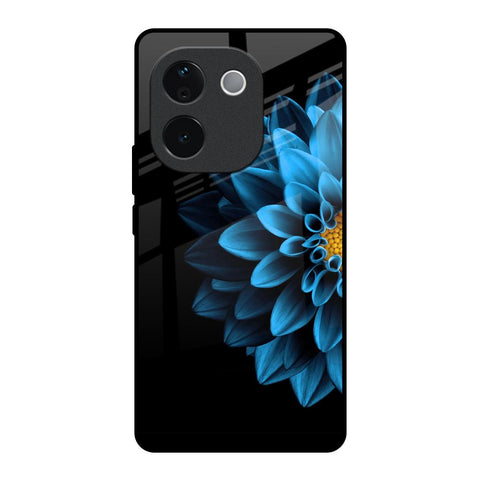 Half Blue Flower IQOO Z9s Pro 5G Glass Back Cover Online