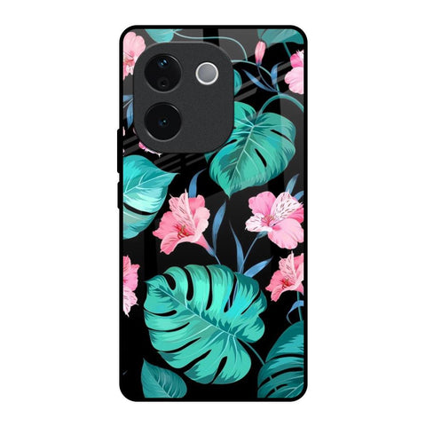 Tropical Leaves & Pink Flowers IQOO Z9s Pro 5G Glass Back Cover Online