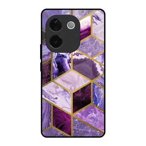 Purple Rhombus Marble IQOO Z9s Pro 5G Glass Back Cover Online