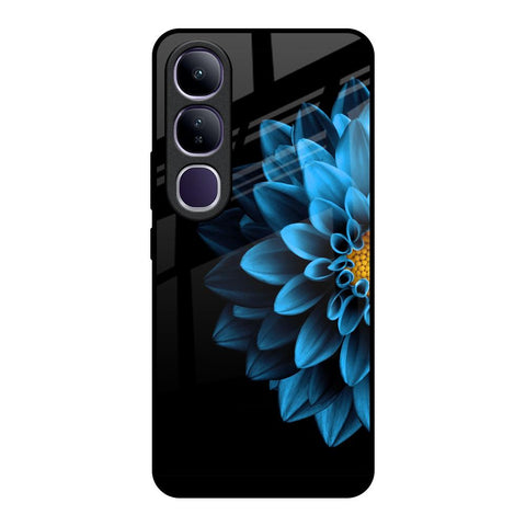 Half Blue Flower Vivo Y300 5G Glass Back Cover Online