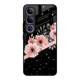 Floral Black Band Vivo Y300 5G Glass Back Cover Online