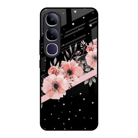 Floral Black Band Vivo Y300 5G Glass Back Cover Online