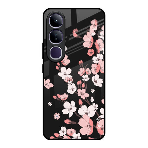 Black Cherry Blossom Vivo Y300 5G Glass Back Cover Online