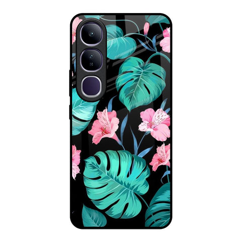 Tropical Leaves & Pink Flowers Vivo Y300 5G Glass Back Cover Online