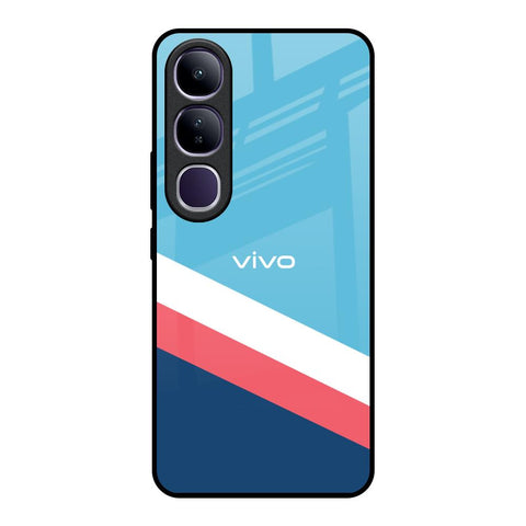 Pink & White Stripes Vivo Y300 5G Glass Back Cover Online