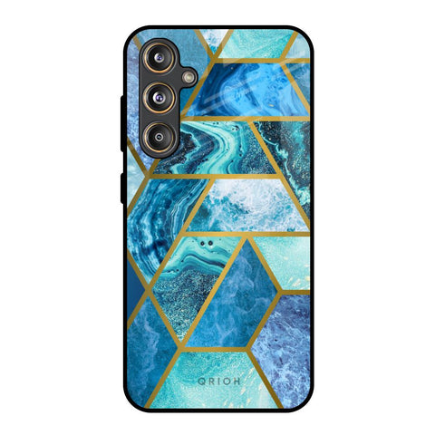 Turquoise Geometrical Marble Samsung Galaxy M55s Glass Back Cover Online