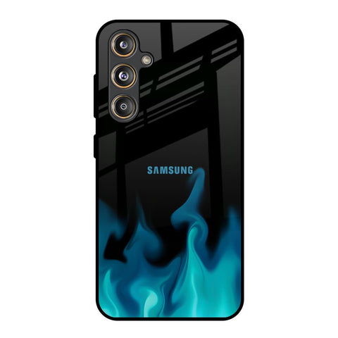 Teal Flames Samsung Galaxy M55s Glass Back Cover Online