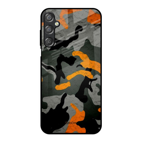 Camouflage Orange Samsung Galaxy F15 5G Glass Back Cover Online