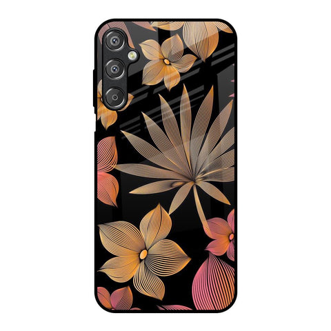 Lines Pattern Flowers Samsung Galaxy F15 5G Glass Back Cover Online